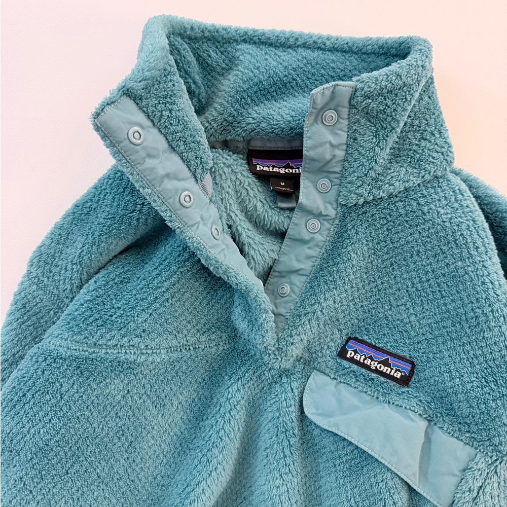 Patagonia Re-Tool Half-Snap Pullover Fleece Teal Medium EUC - Picture 8 of 9